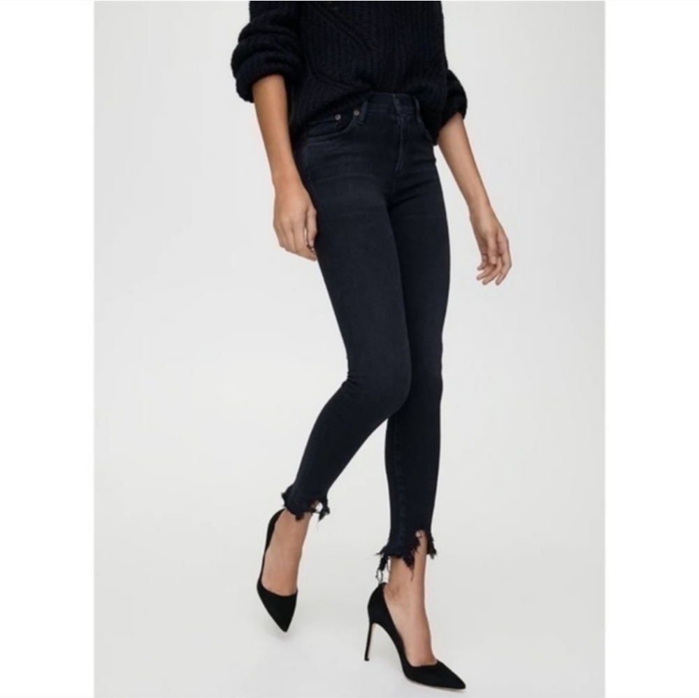 Agolde‎ Sophie Black Skinny Jean size 27 raw hem